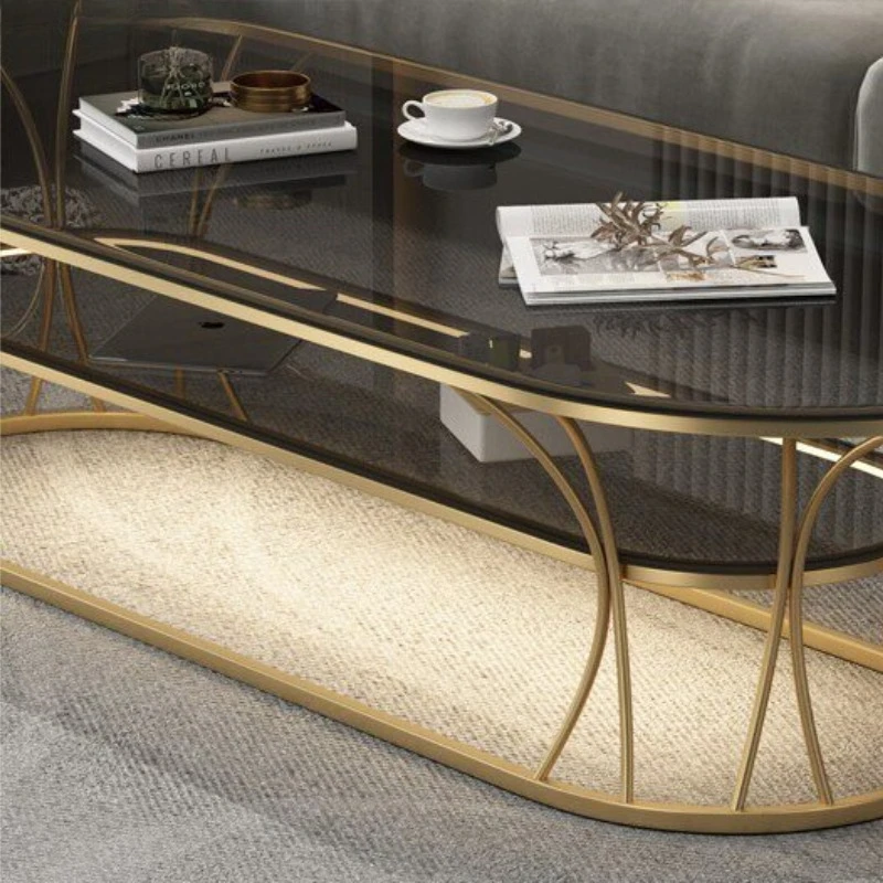 Nordic oval coffee table glass simple modern wrought iron coffee tables home creative tavolino da salotto living room furniture