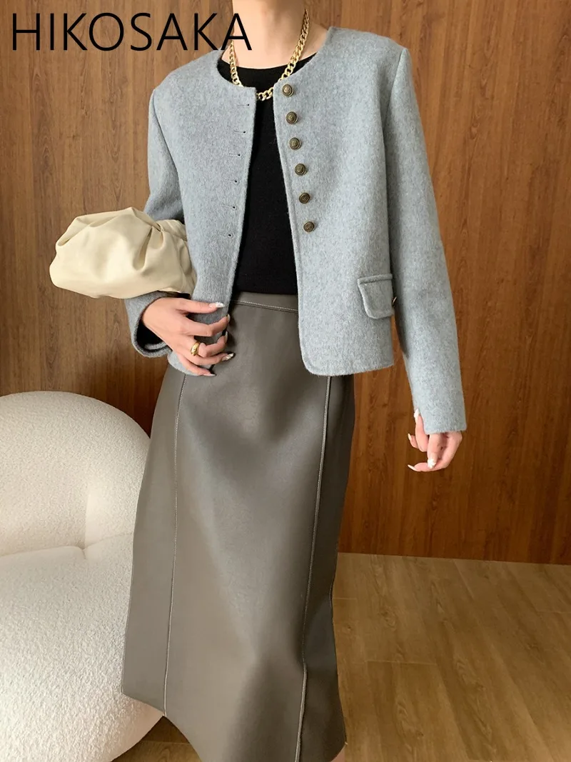 Vintage Office Lady PU Leather Skirts High Wasit Slim Midi Length Jupe 2024 Fall New Korean Chic Elegant All-match Casual Faldas