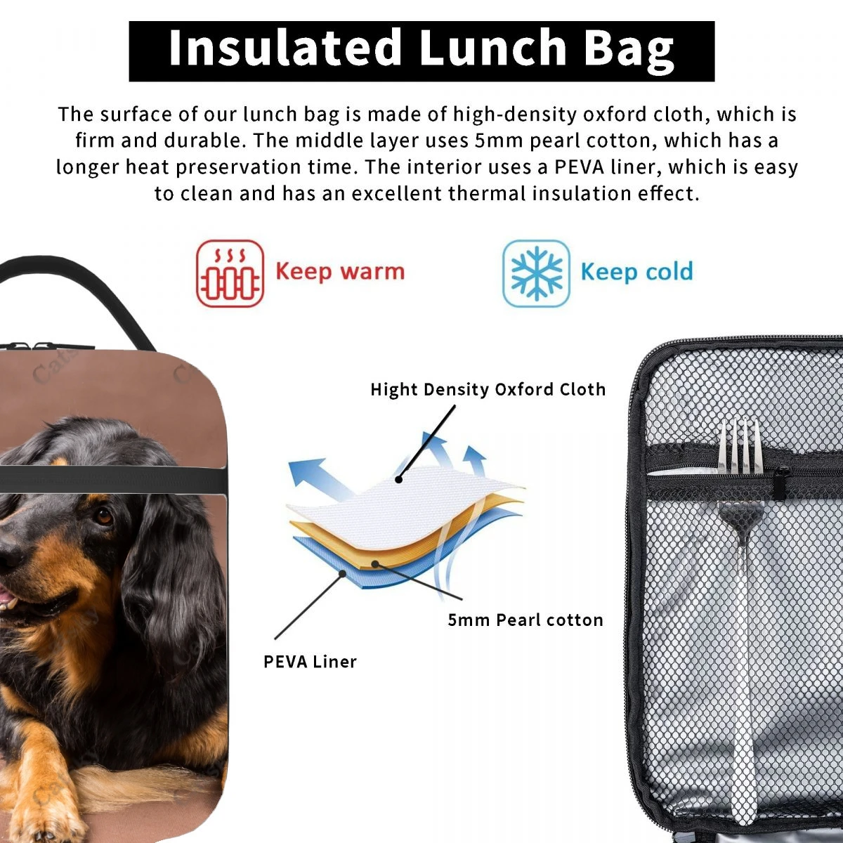 Hovawart animal Portable aluminum foil thickened insulated lunch bag meal bag printed waterproof insulated lunch tote bags