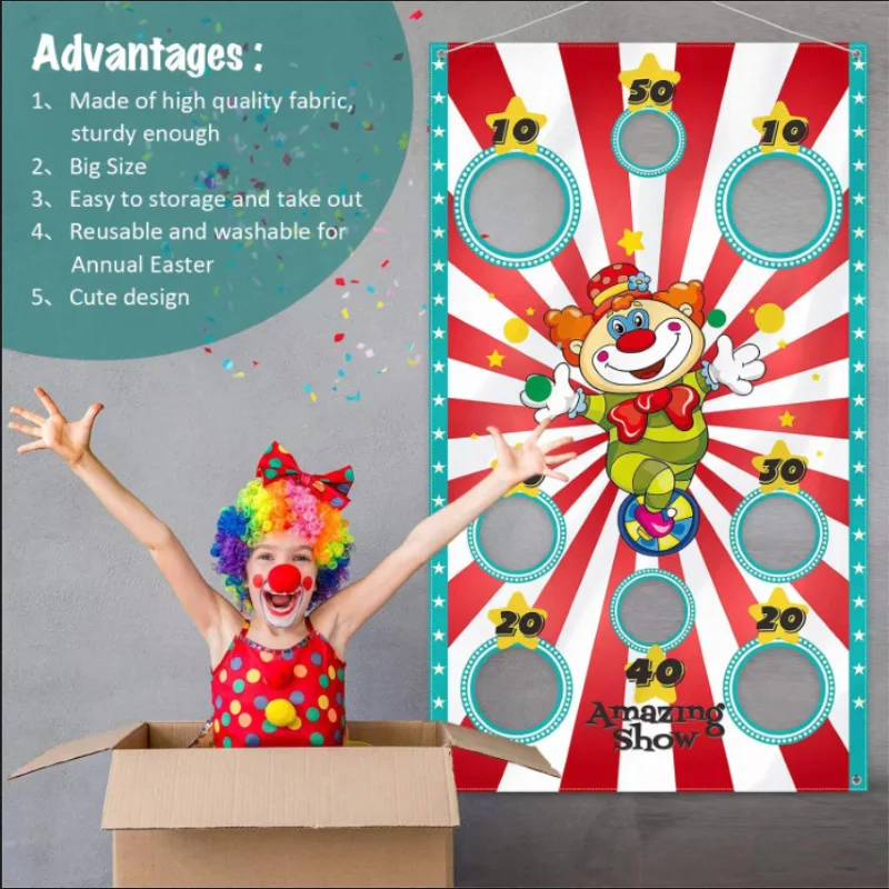 90*180cm vinile carnevale circo Sandbag divertimento lancio sfondo panno Joker circo gioco sfondo panno compleanno