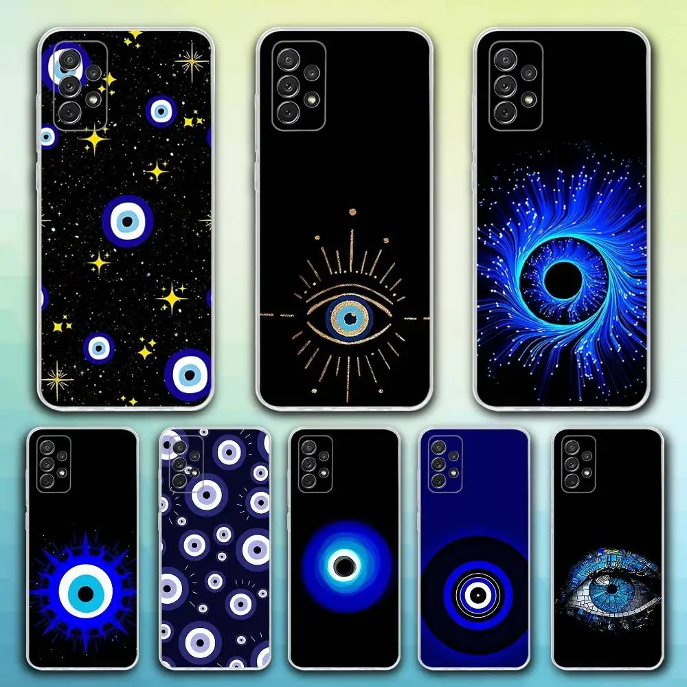 

Lucky Blue Evil Eye Phone Case For Samsung S30,23,21,22,20, FE lite,S10,9,8,7 PIus Note20ultra Soft Transparent