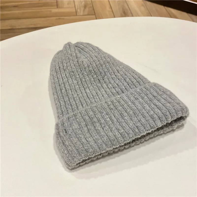 Fashion Warm Cashmere Wool Skullies Angola Rabbit Fur Winter Knitted Beanies Women Cap Female Three Fold Ski Outdoor Hats