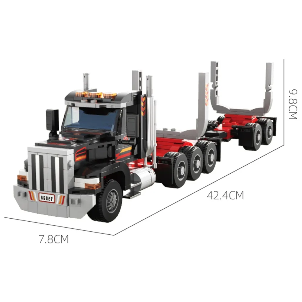 445PCS Amerikanischen Lkw Kopf Holz Transport Auto Modell Bausteine Set Desktop Display Bildungs Bau Spielzeug Geschenk