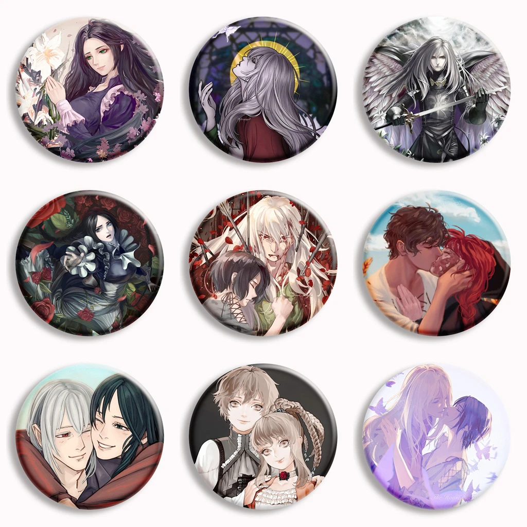 A casa em fata morgana anime botão macio pino o cabelo branco-menina estética broche crachá saco decoração acessórios fãs presentes