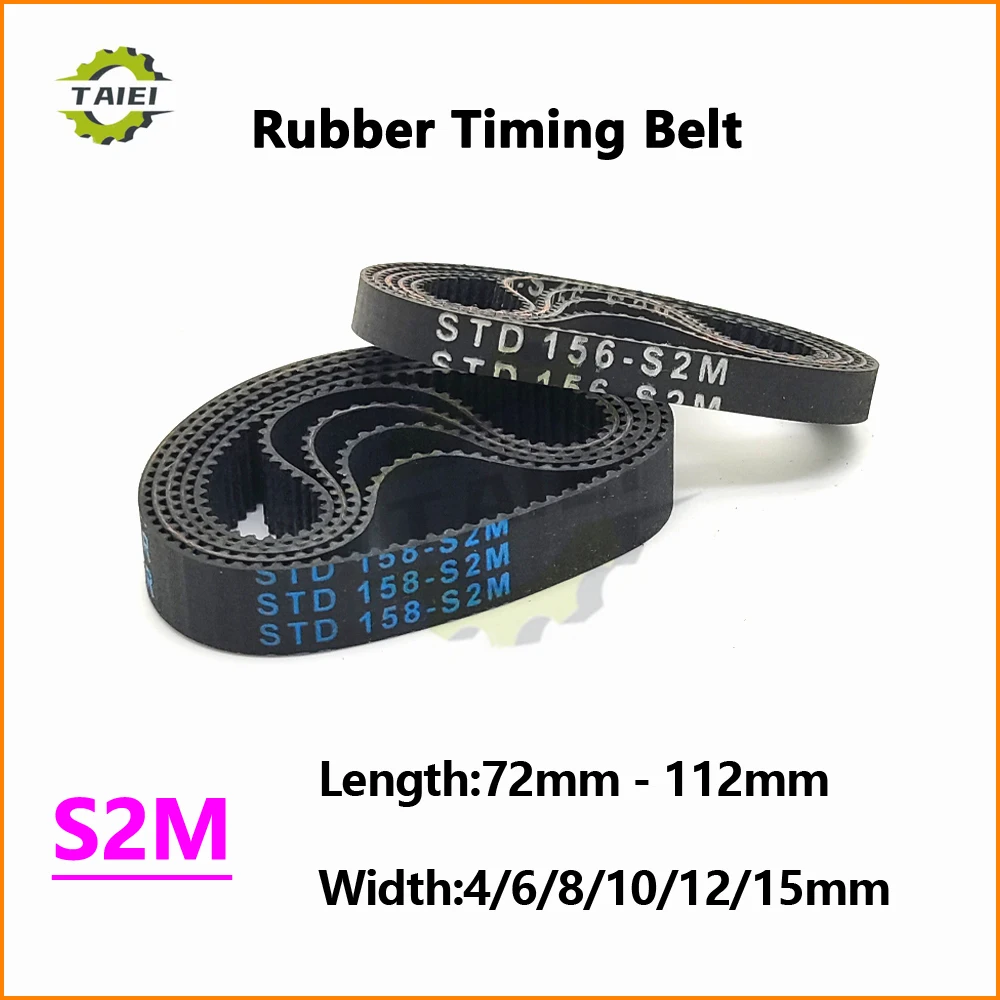 

S2M Rubber Synchronous Belt Length 72mm-112mm S2M Timing Belt Width 4/6/8/10/12/15mm Close Loop Drive Toothed Transmission Belt