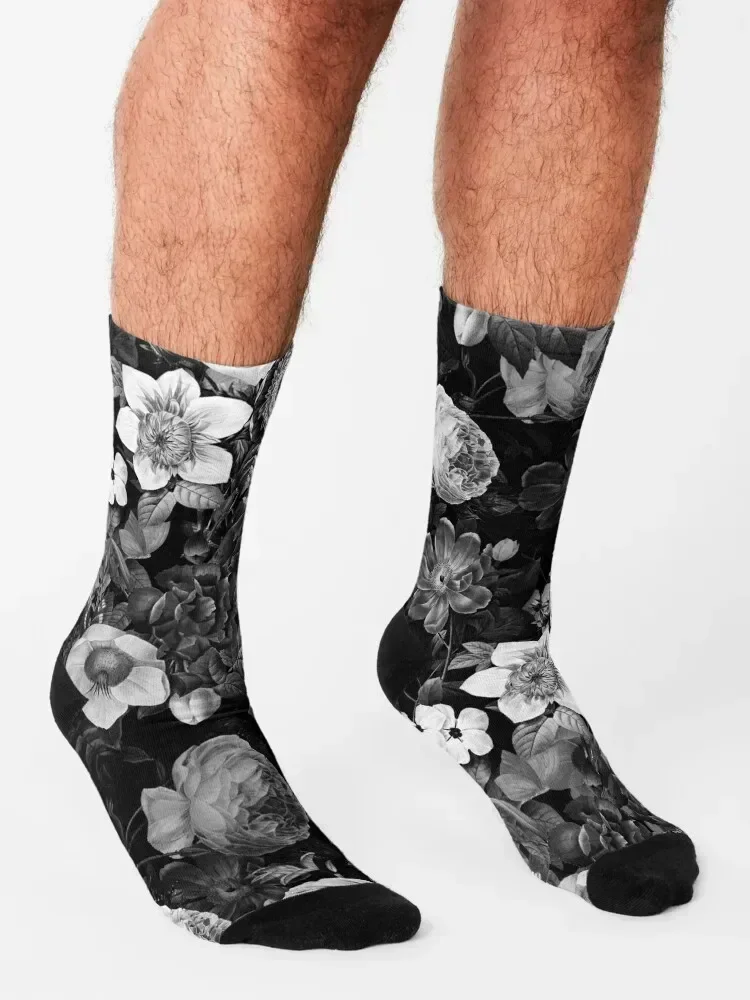 Black and White Garden Socks Men's Novelties Stockings compression luxe Socks Male Women's