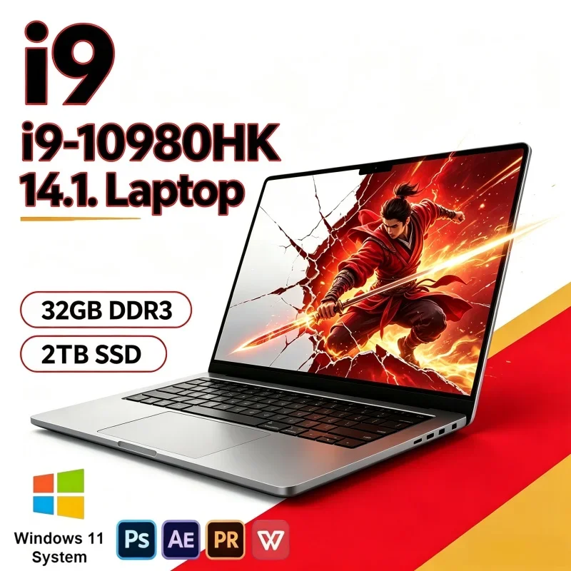 Hot Sale 2026 New 14.1" High Performance Laptop Intel I9-10980HK 16/32GB RAM 2TB SSD Win11 Gaming Business Notebook