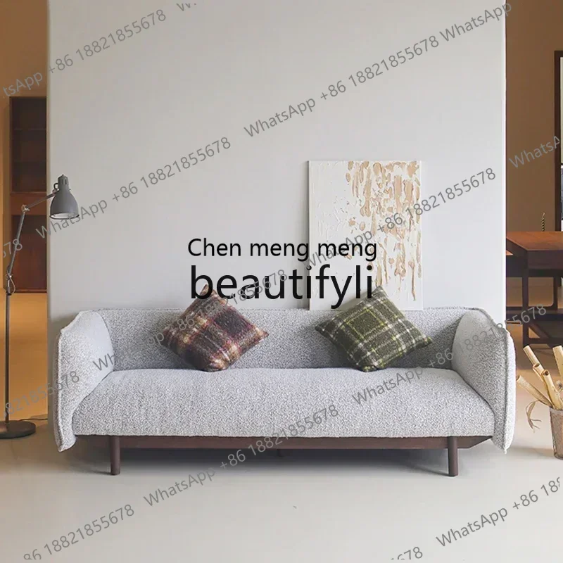 

11XZZСкандинавский итальянский минималистичный диван из массива дерева с тканевой обивкой для гостиной, трехместный, для небольшой квартиры, в японском кремовом стиле