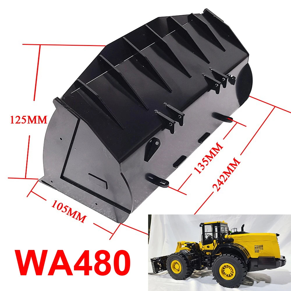 MT WA480 Flat Bucket for 1/14 RC Hydraulic Wheel Loader Construction Vehicle Model Metal Parts Toothless Bucket