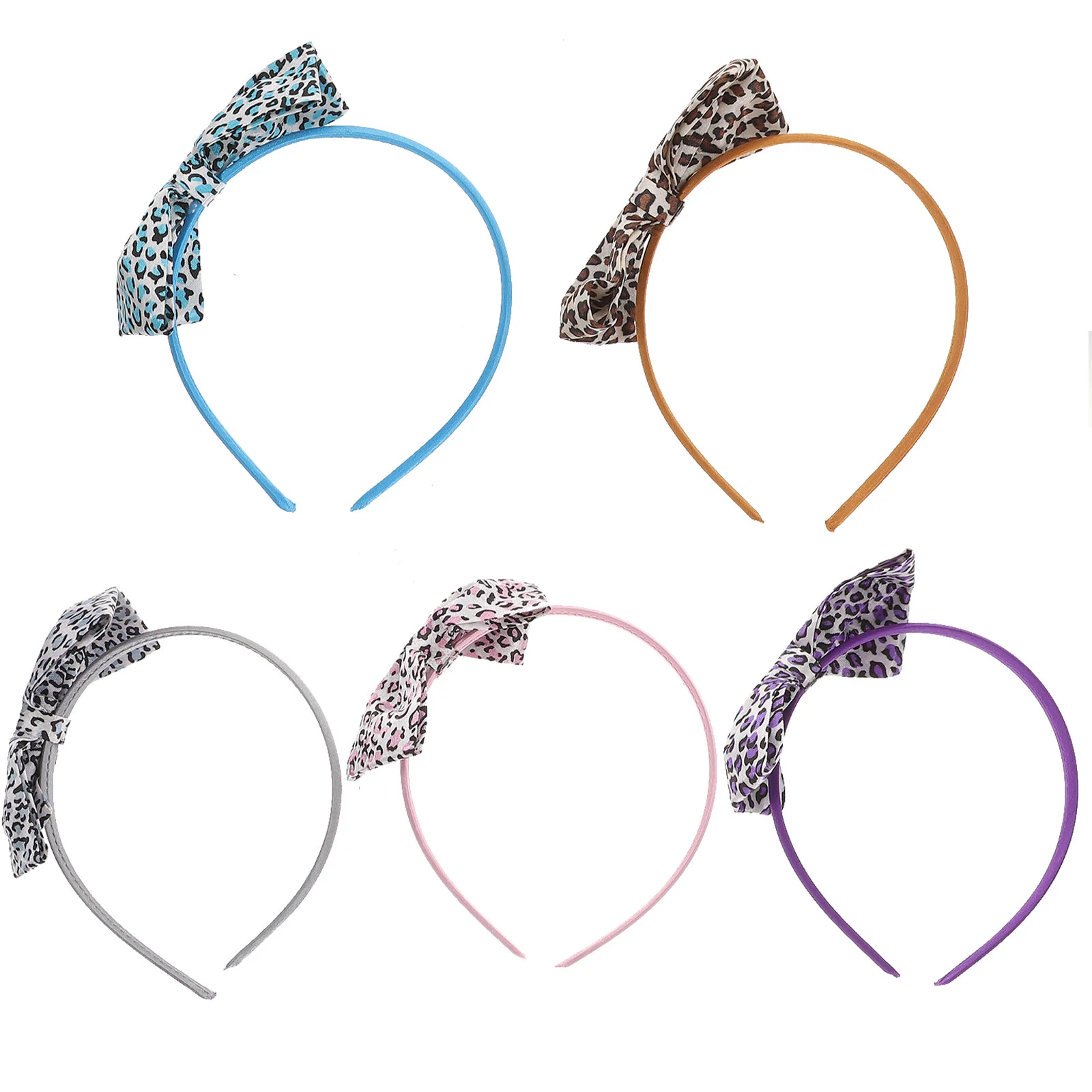 5Pcs Leopard Bow Patterned Headband Printing Bowknot Hair Band Hair Accesories women hair bands women hair hoop