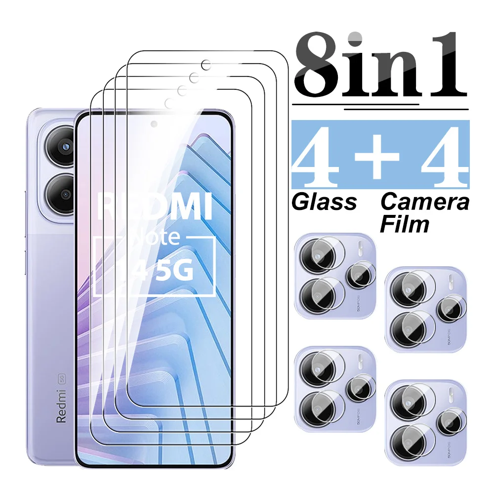 8in1 For Xiaomi Redmi Note 14 5G 13 Pro 4G Screen Protector Mi Readmi Note 13Pro Note13 Note14 Phone Lens Protective Glass 6.67