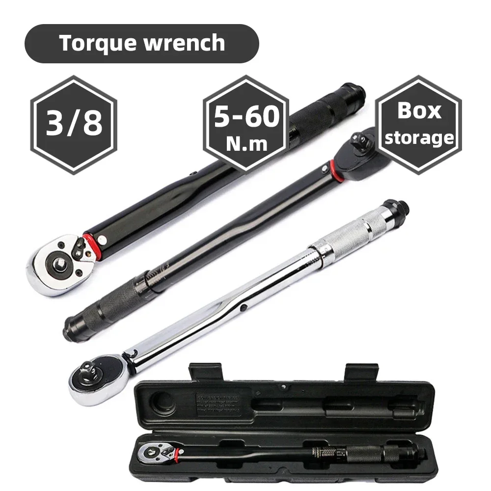 

Bicycle Torque Wrench 3/8 Key 5-60Nm Ratchet Spanner For Automotive Repair Tool Adjustable Mechanical Workshop Tool Dynamometer