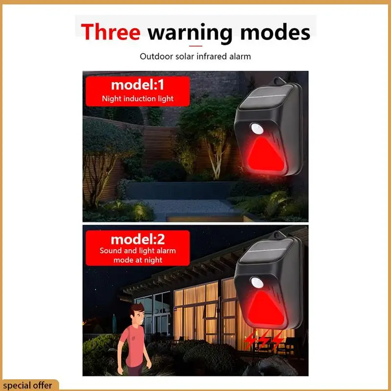 

A68Z Remote Control Waterproof Solar Alarm Light Strobe Motion Detector Siren Pet Outdoor Security For Yard