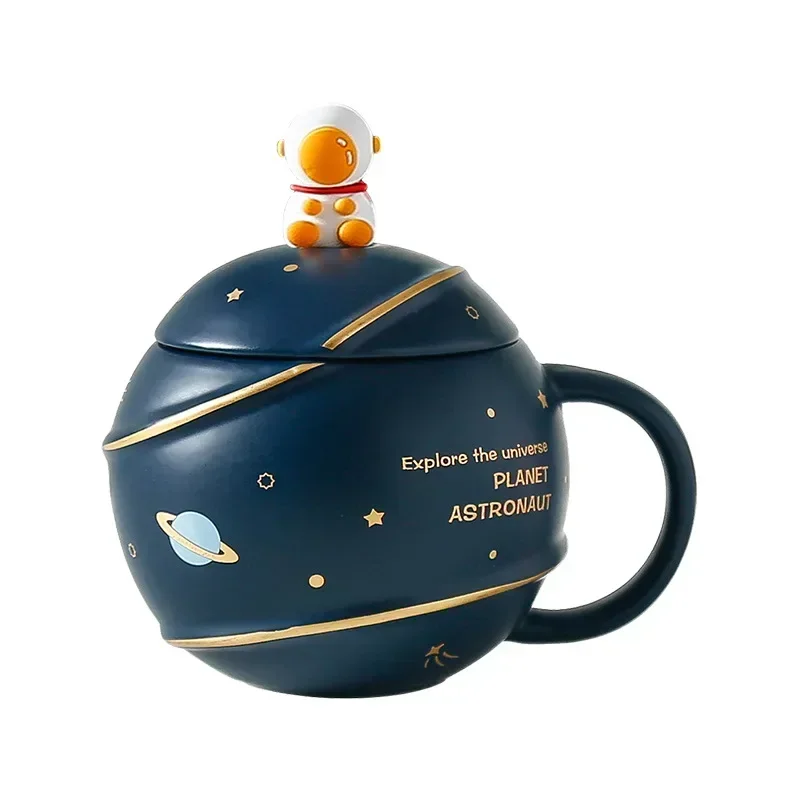 Caixa de presente copo de cerâmica dos desenhos animados foguete planeta caneca criativa espaço exterior astronautas copo de água grande capacidade