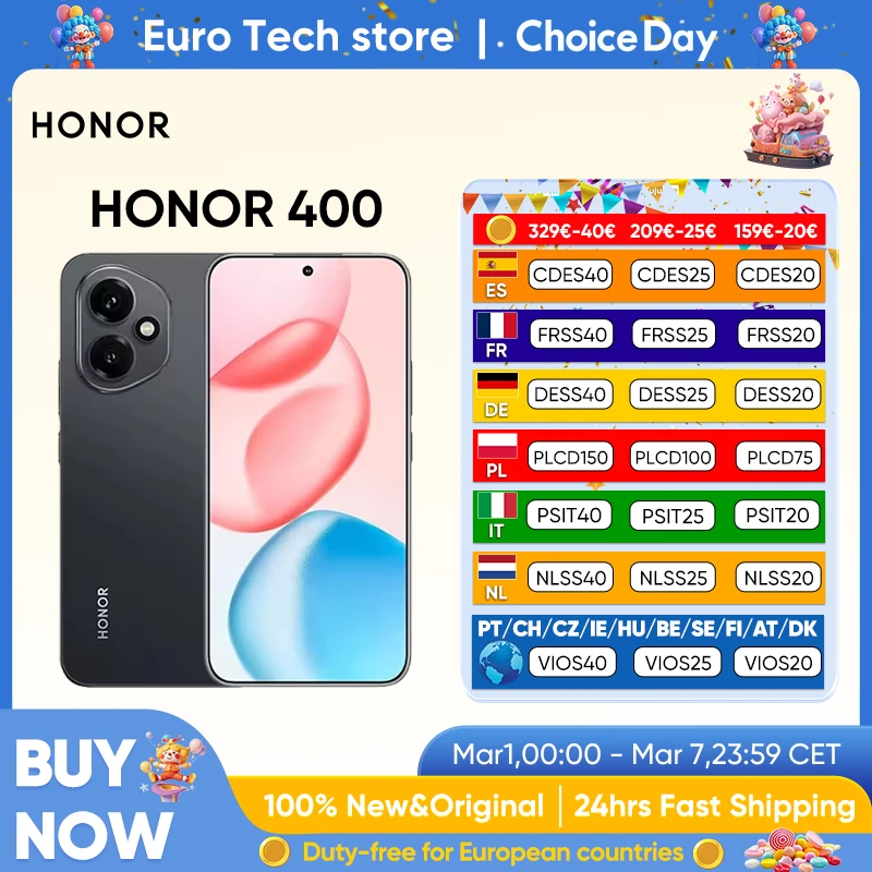 Globale Version HONOR 400 Smartphone 5G Snapdragon 7 Gen 3 200 MP AI-Kamera 6,55 Zoll AMOLED-Display 5300 mAh 66 W SuperCharge