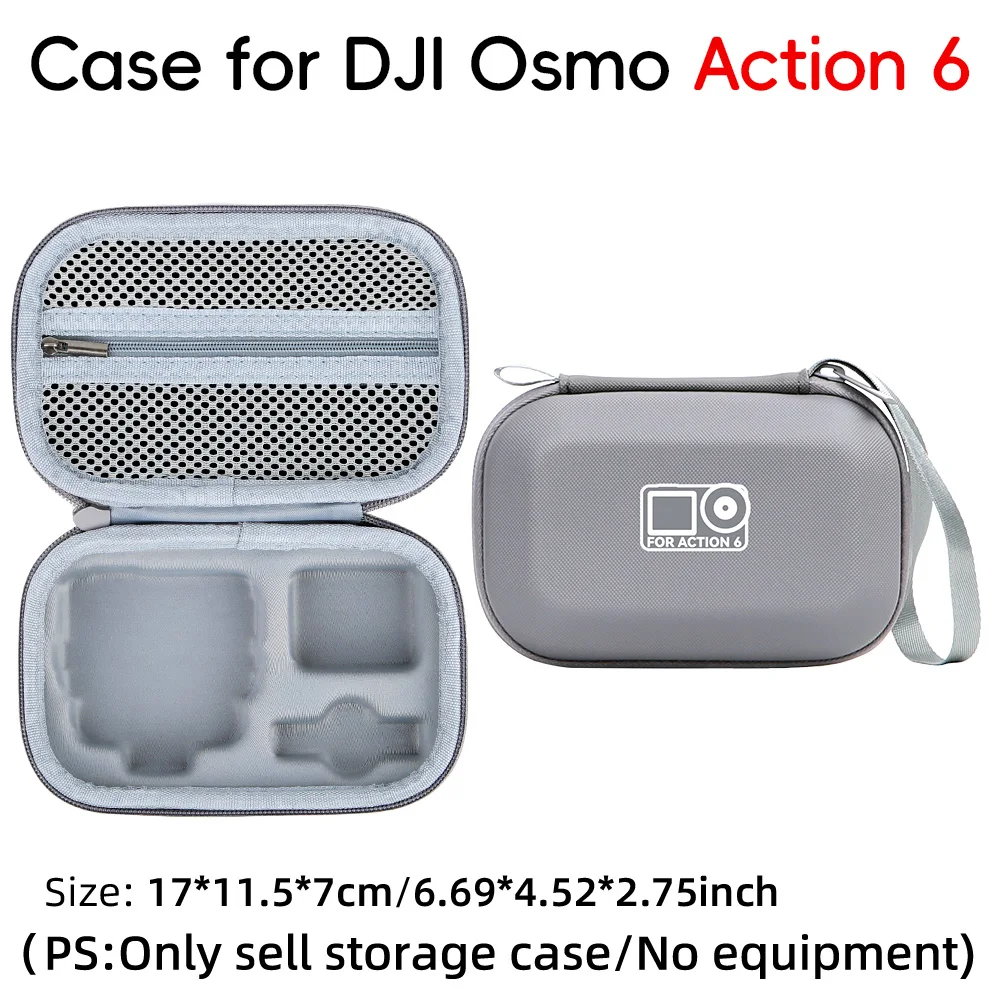 

For DJI ACTION 6 Camera PU Storage Case, Integrated Liner Structure Carry Case Dustproof for Outdoor Shooting Gear