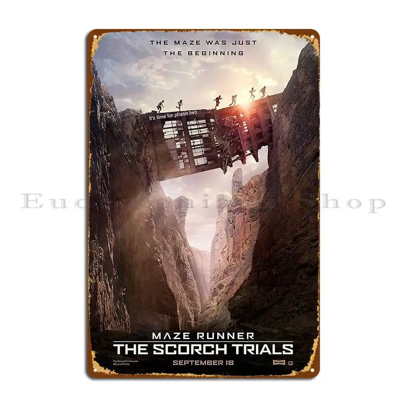 Th Maze Runner Scorch Trials ملصق علامة معدنية إنشاء لوحة حائط مخصصة للديكور مصمم تين تسجيل ملصق