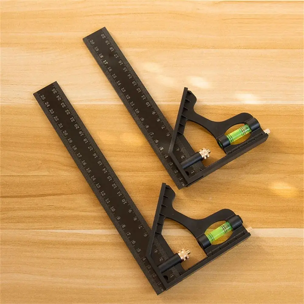 15/20/25cm Combination Right Angle Ruler Level Gauge Square Ruler Multifunction Measuring Tools Woodworking Tool Parts