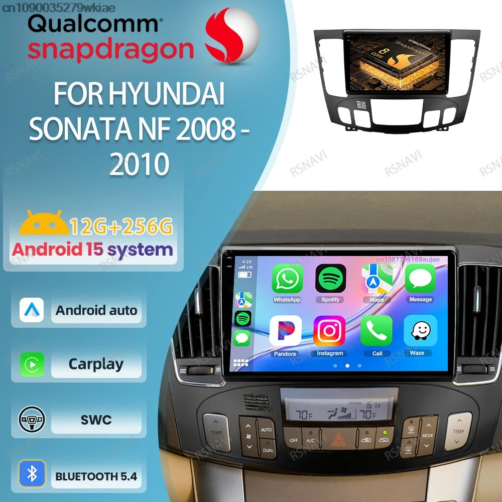 Android 15 For Hyundai Sonata NF 2008 2009 2010 BT WIFI+ 4G LTE 9/10 Inch Wireless AUTO Multimedia Navigation Car Radio RDS 2DIN