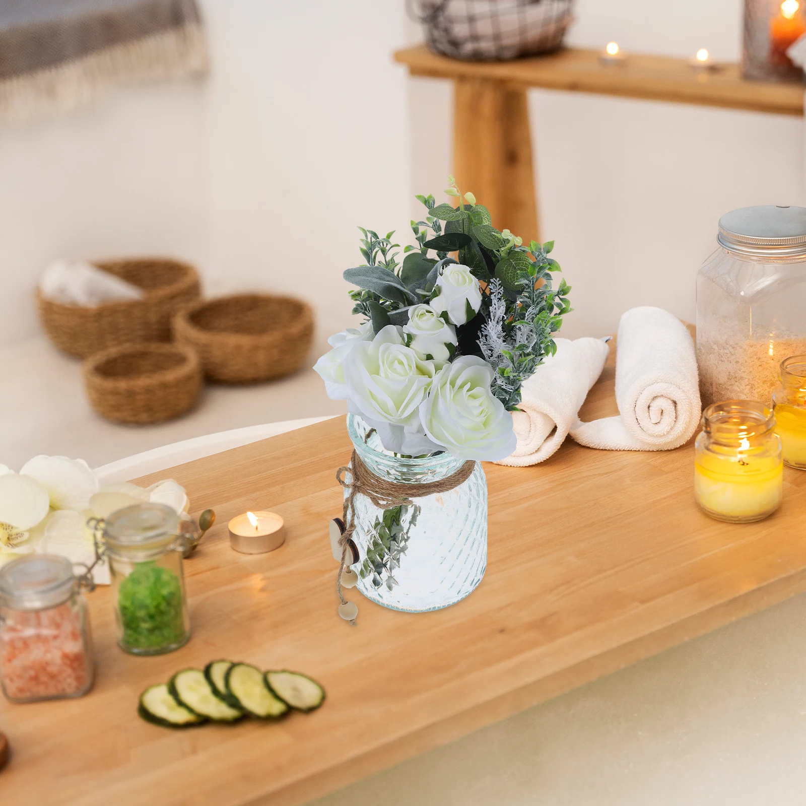 

Simulated Flower Decoration Artificial Realistic Flowers Bouquet Vase Fake Decorative Ceramics with Stems