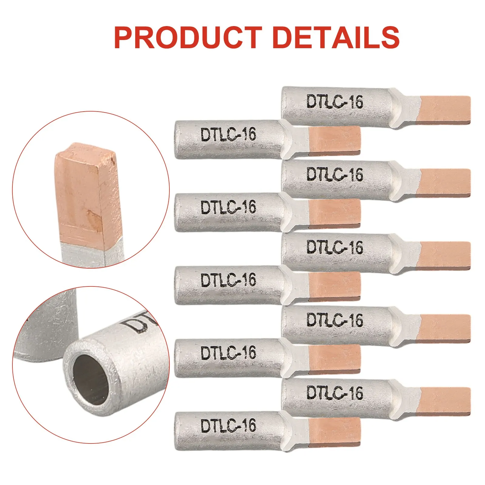 10pcs Wire Terminals 10mm2 16mm2 25mm2 DTLC Wire Terminal Cable Lugs Wiring Connector For Circuit Breaker 10-25mm2