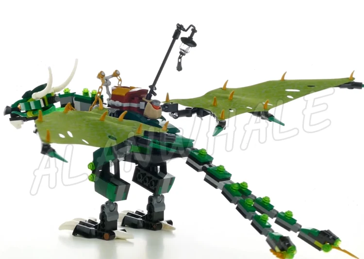 603 قطعة برج المنجنيق الأخضر NRG Dragon Sky Pirates 10526 مكعبات بناء ألعاب أطفال متوافقة مع الطراز