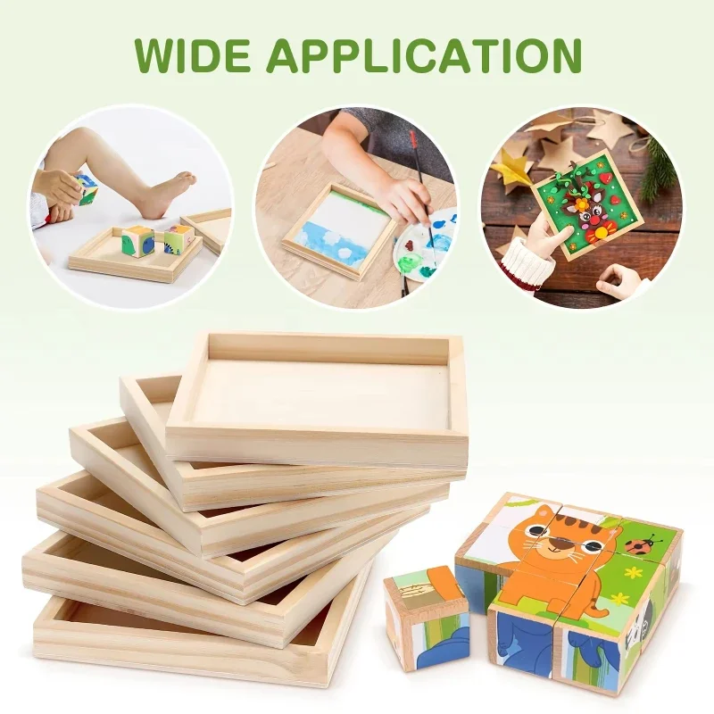 12cm Square Wooden Tray Hexagonal Painting Tray 9/16 Puzzle Pieces 3d Wooden Tray Solid Toy Storage Tray view 2