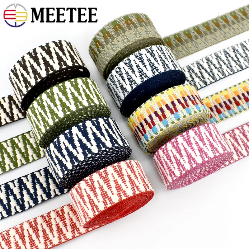 2/3/5Yards Meetee 38mm Polyester Jacquard Webbing Sewing Bag Strap Ethnic Ribbon Belt Band Backpack Decor Tape Trim Accessories