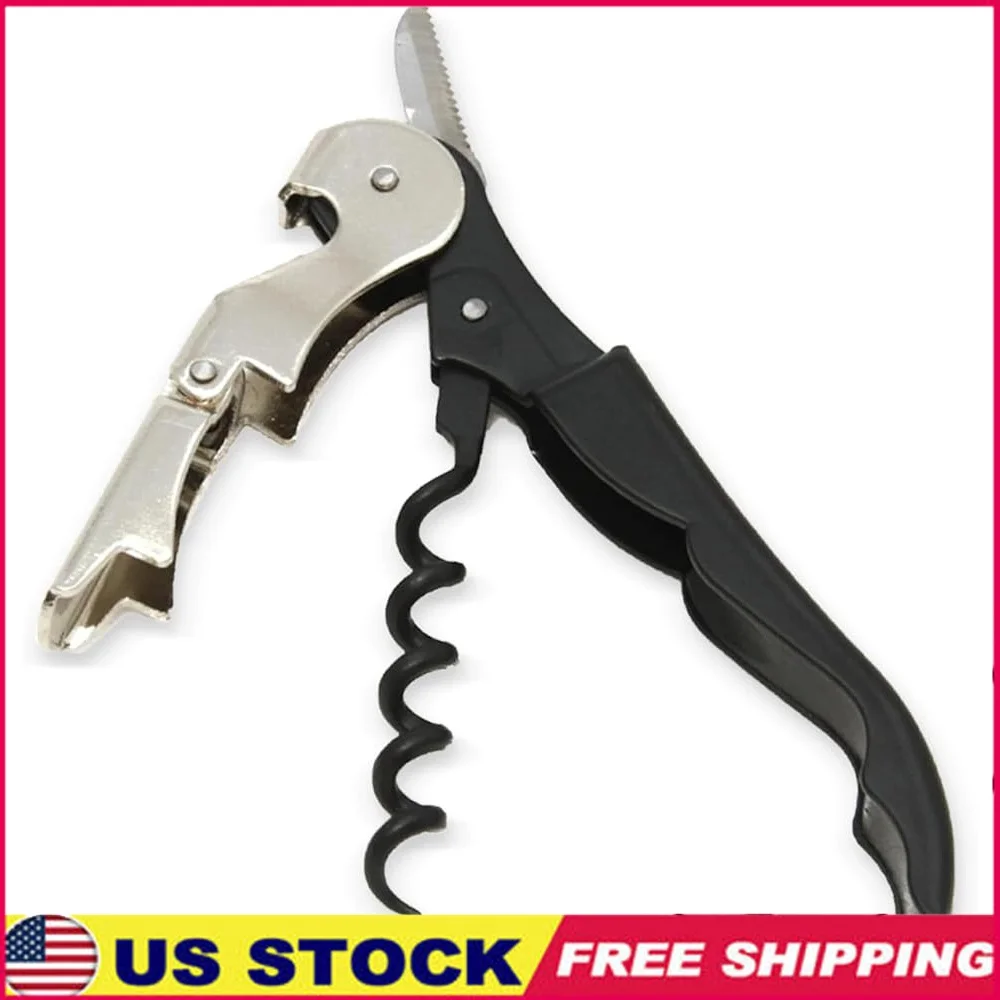 

Штопор для официантов с резаком для фольги и открывалкой для бутылок, нержавеющая сталь, длина 5 дюймов, двухступенчатый дизайн, легкое удаление пробки