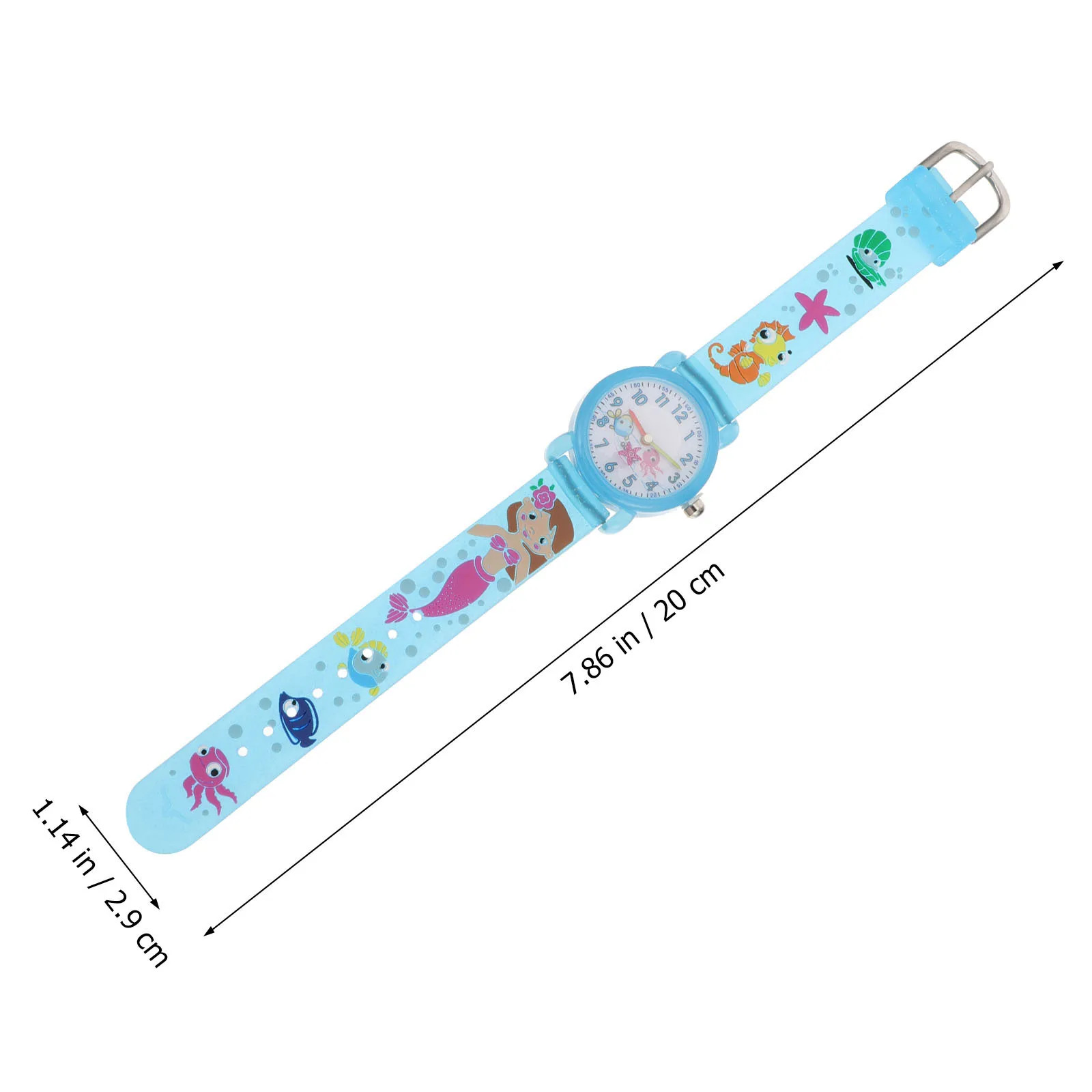1pc Cartoon Watch Mermaid Pattern Comfortable Fit For Student Time Learning Aid Birthday Christmas Gift Waterproof