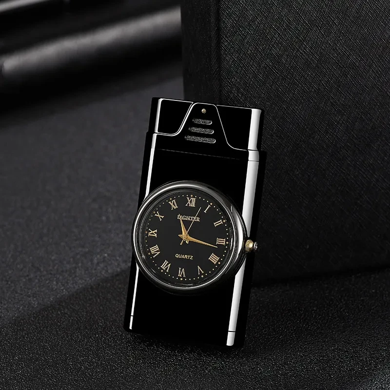 Hot Windproof Portable Watch Colorful Flash Single Flame Creative Fashion Metal Gas Lighter Outdoor Camping Cigar Men\'s Gifts