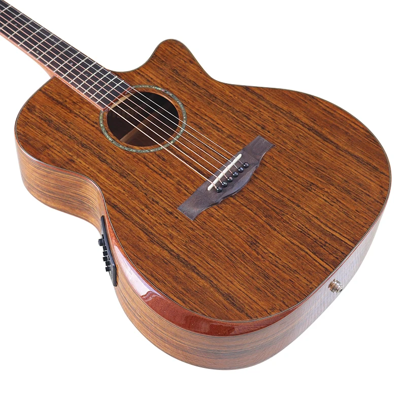 40Inch High Grade Acoustic Electric Guitar Armrest Body High Gloss With EQ Free Bag Strap String Folk Guitar
