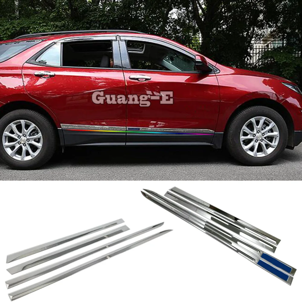 ABS/Steel Side Door Trim Strip Molding Stream Lamp Panel Bumper Frame Stick For Chevrolet Equinox Third GE 2017 2018 2019 2020