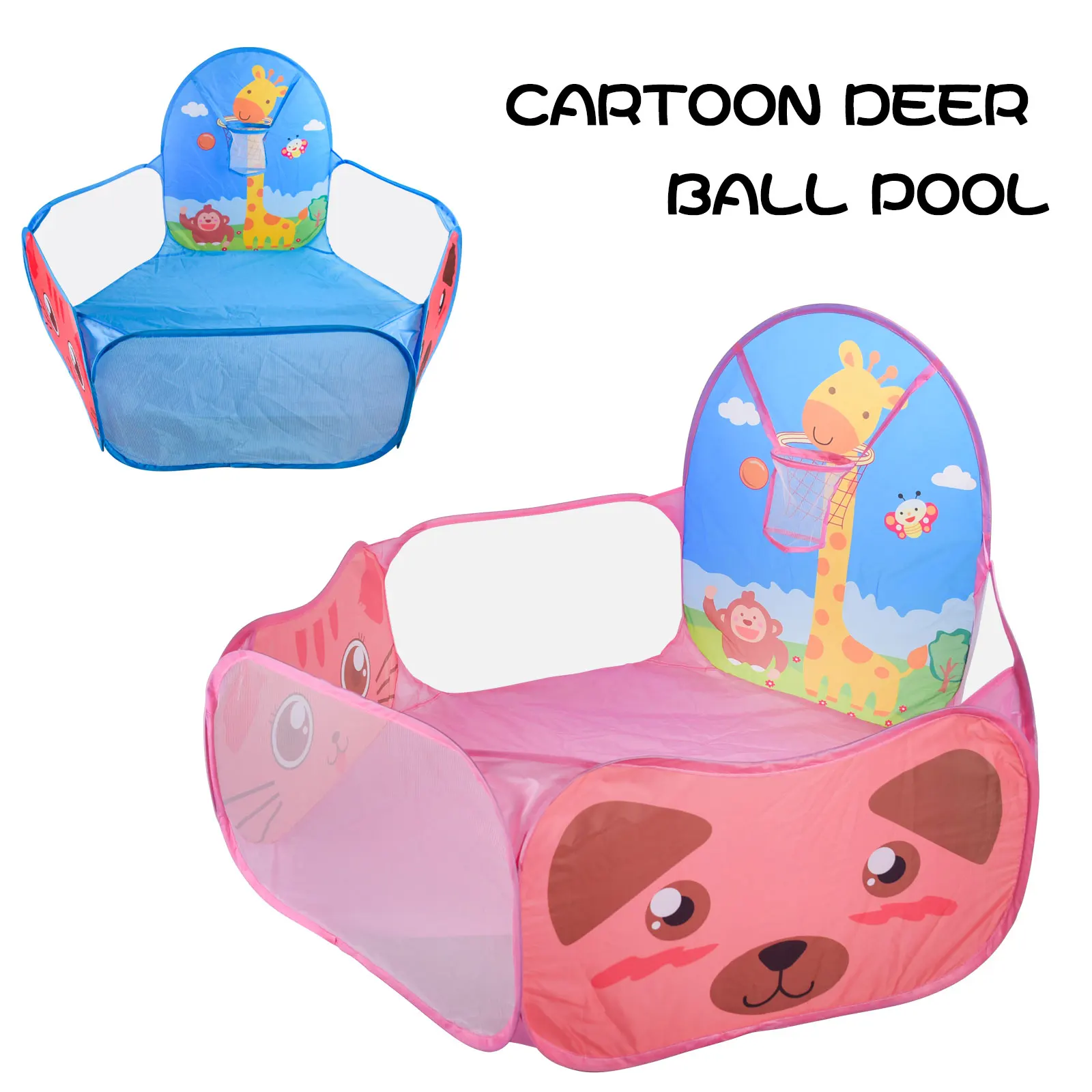 Arc-shaped deer cartoon pattern shooting in the ocean pool for children\'s indoor and outdoor foldable and convenient to carry