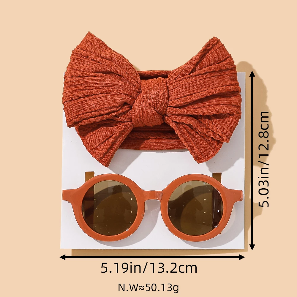 2Pcs/Set Fashion Sunglasses Sunshade Sunglasses UV Protection Solid Nylon Headband Set For Girls Kids Headdress Hair Accessories