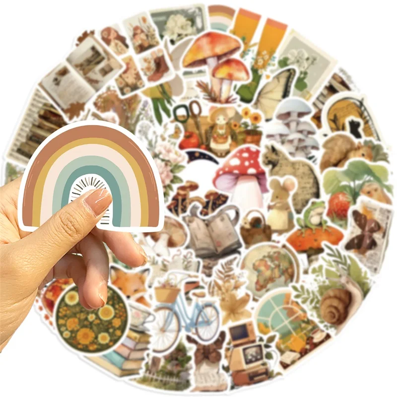 10/30/50PCS Vintage Animal Mushroom PVC Sticker Aesthetic Children's Stationery DIY Decoration Scrapbooking School Supplies