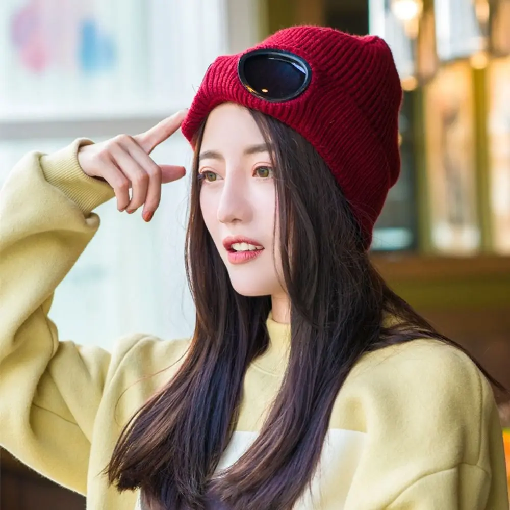 Pullover-Mütze Herren Beanie-Mützen Fahrradmütze Ohrenschutz Piloten-Brillenmütze Skimütze Koreanische Beanies Damen Wollmützen Strickmützen – Detail 5