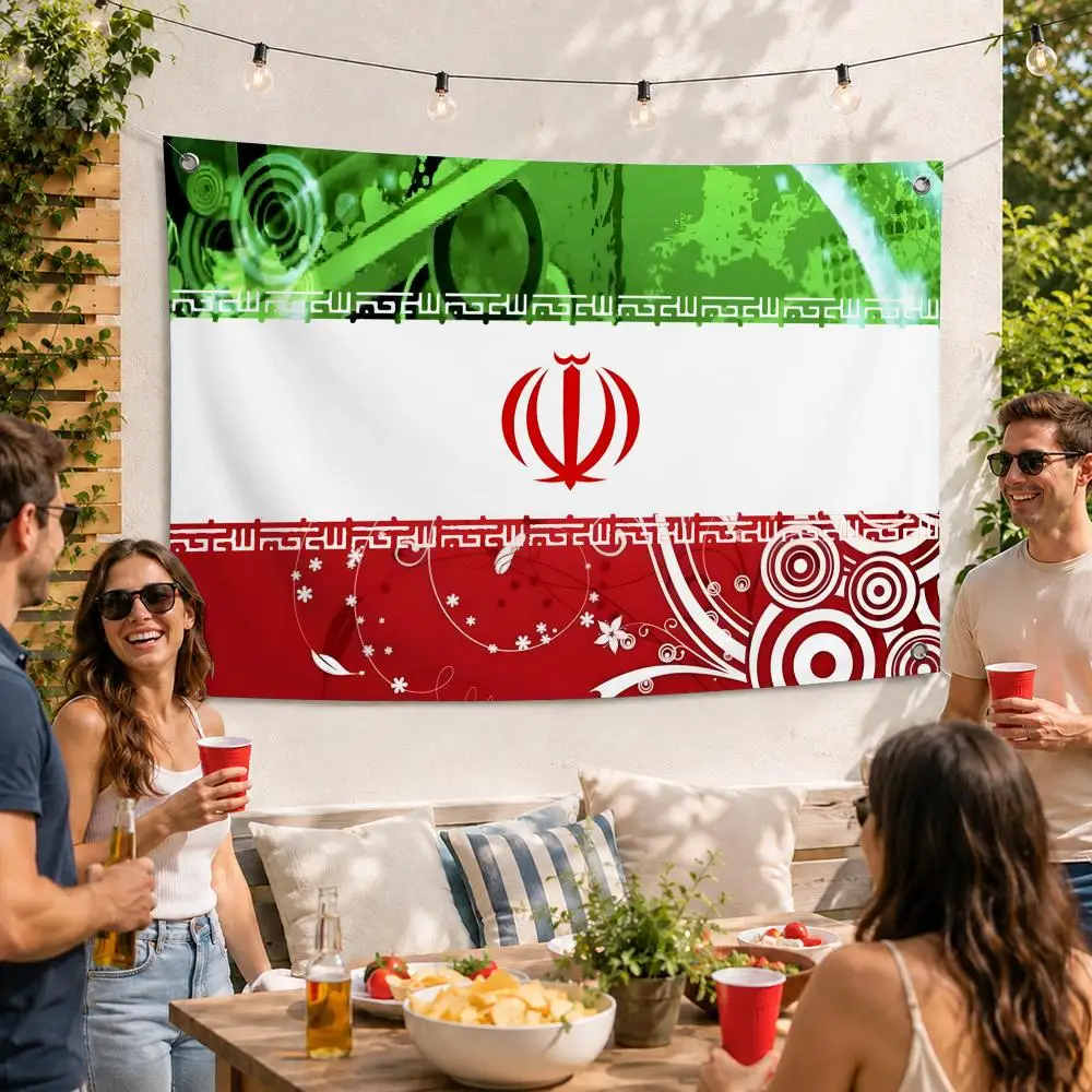 Iran Persian National Trendy Flags For Outdoor Party Home Living Room Bar Bedroom Decoration Soft Durable Tapestry Skin-friendly