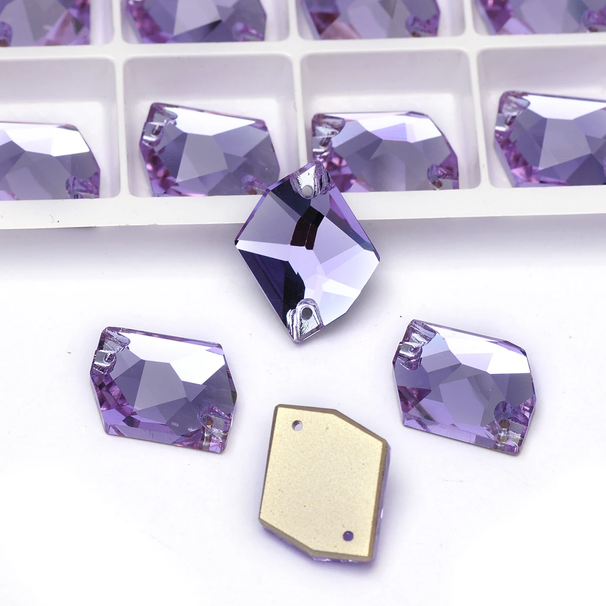 PUBRILEX Violette K9 Strasssteine zum Aufnähen, Glas-Strass, flache Rückseite, DIY-Nähzubehör, Kristallsteine für Taschen- und Kleiderdekorationen – Detail 2