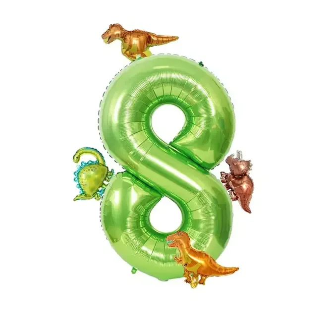 6 Teile/satz 40 zoll Große Aluminium Folie Anzahl Ballon mit Niedlichen Mini Dinosaurier Ballons für Geburtstag Party Jahrestag Dekoration – Detail 10
