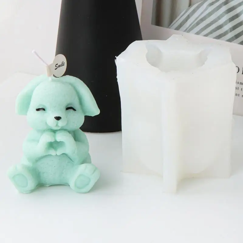 3D Easter Silicone Mold Easter Cartoon Bunny Handmade Aromatherapy Candle Plaster Rabbit Mold Home Decoration Gift