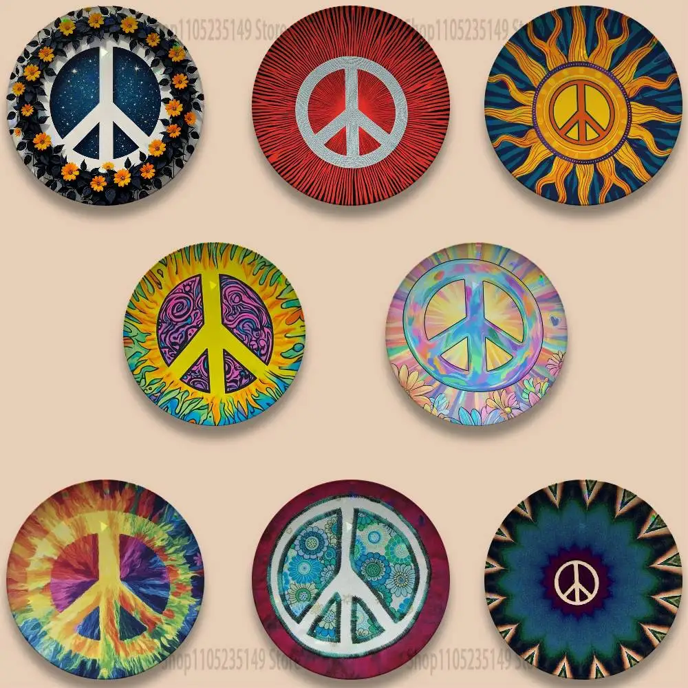 Peace and Love 58mm Tinplate Coin Badges Personalized Handmade Round Brooches Photo Text Graphic Pins Accessory Gift for Friend