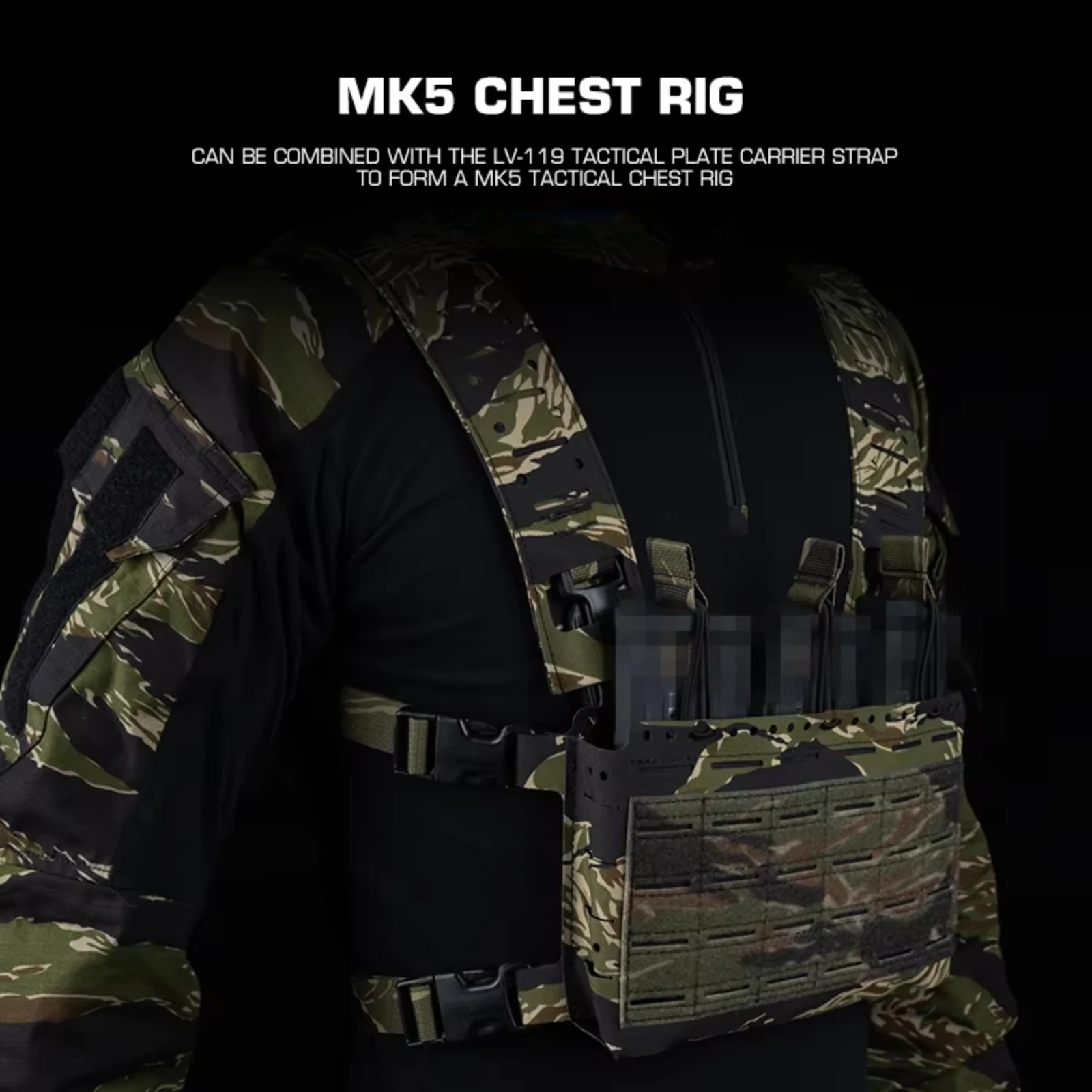 مجموعة حامل اللوحة LV-119، 2 في 1 مولي سريعة الإصدار وخفيفة الوزن وخطوط النمر وسترة تلاعب الصدر للصيد الادسنس