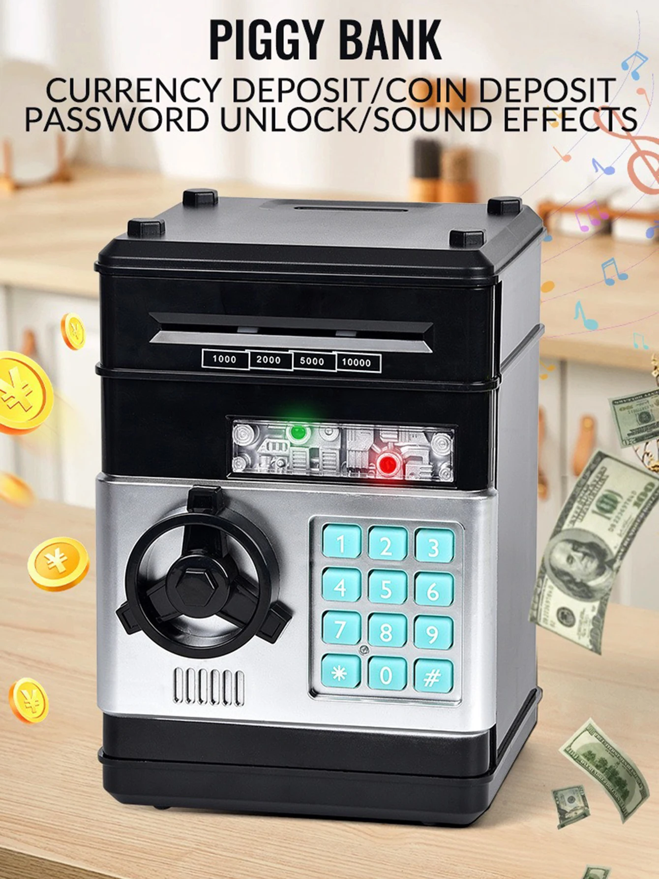 Kinderen Cartoon Wachtwoord Box Spaarpot Atm Veilige Kast Muziek Automatische Rolling Geld Spaarpot Borg Machine Speelgoed