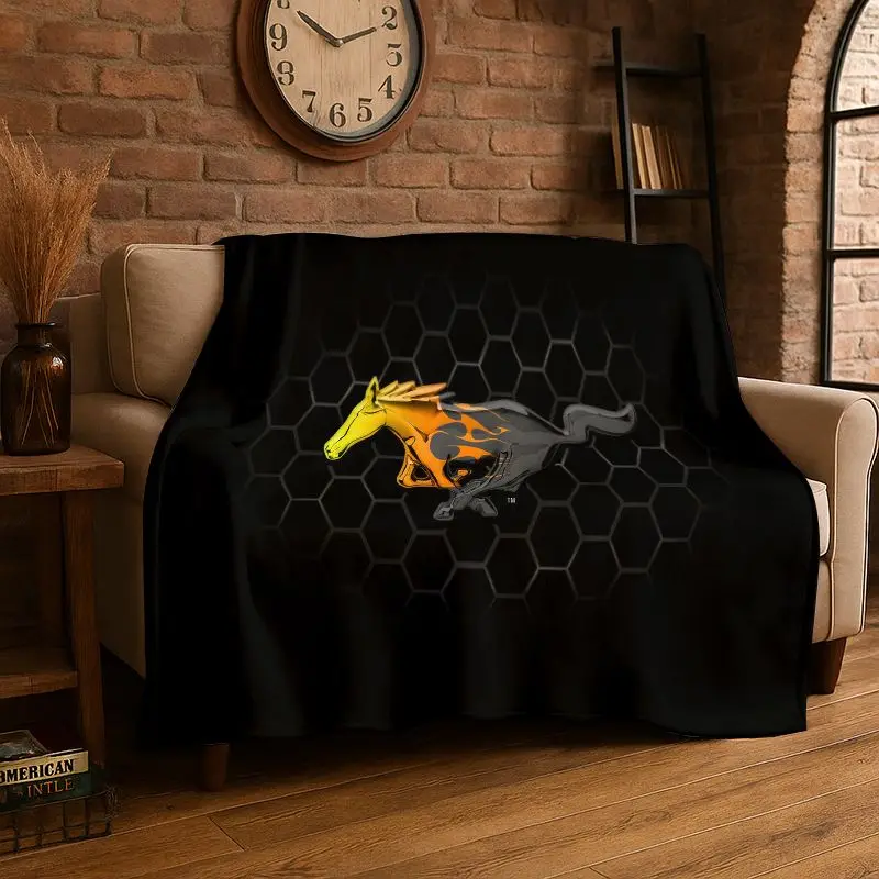 Retro M-Mustang Racing Car Soft Flannel Throw Blanket,Cozy Blanket for Bed,Couch,Sofa,Bedroom,Living Room,Travel,Picnic