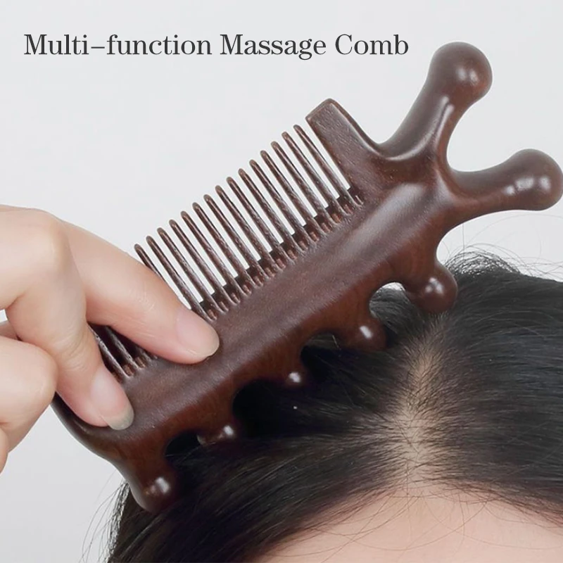 

3 in 1 Meridian Massage Comb Five-Tooth Handleless Wooden Point Head Comb Wide-Tooth Sandalwood Comb Massage Head Comb