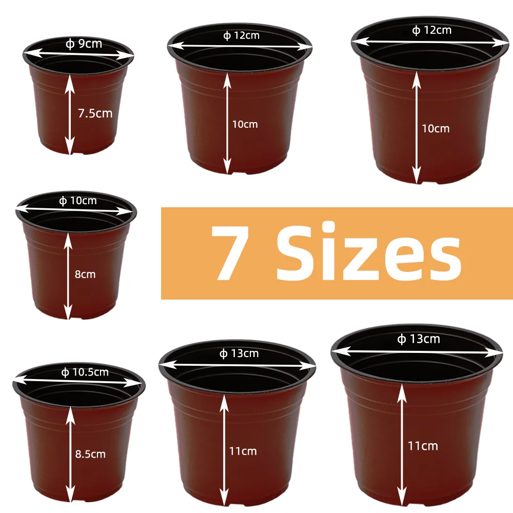 7 Size Plastic Nursery Flowers Pots Nutrition Grow Bowl Seedling Tray for Garden Desktop Potted Nursery Transplant Container Box