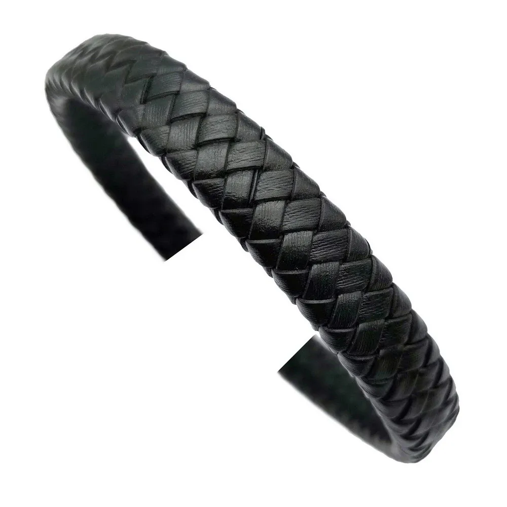 

Aaazee 1 Yard 12mmx6mm Flat Braided Black Leather Band for Jewelry Making in Bracelet 12mm Wide 6mm Thick