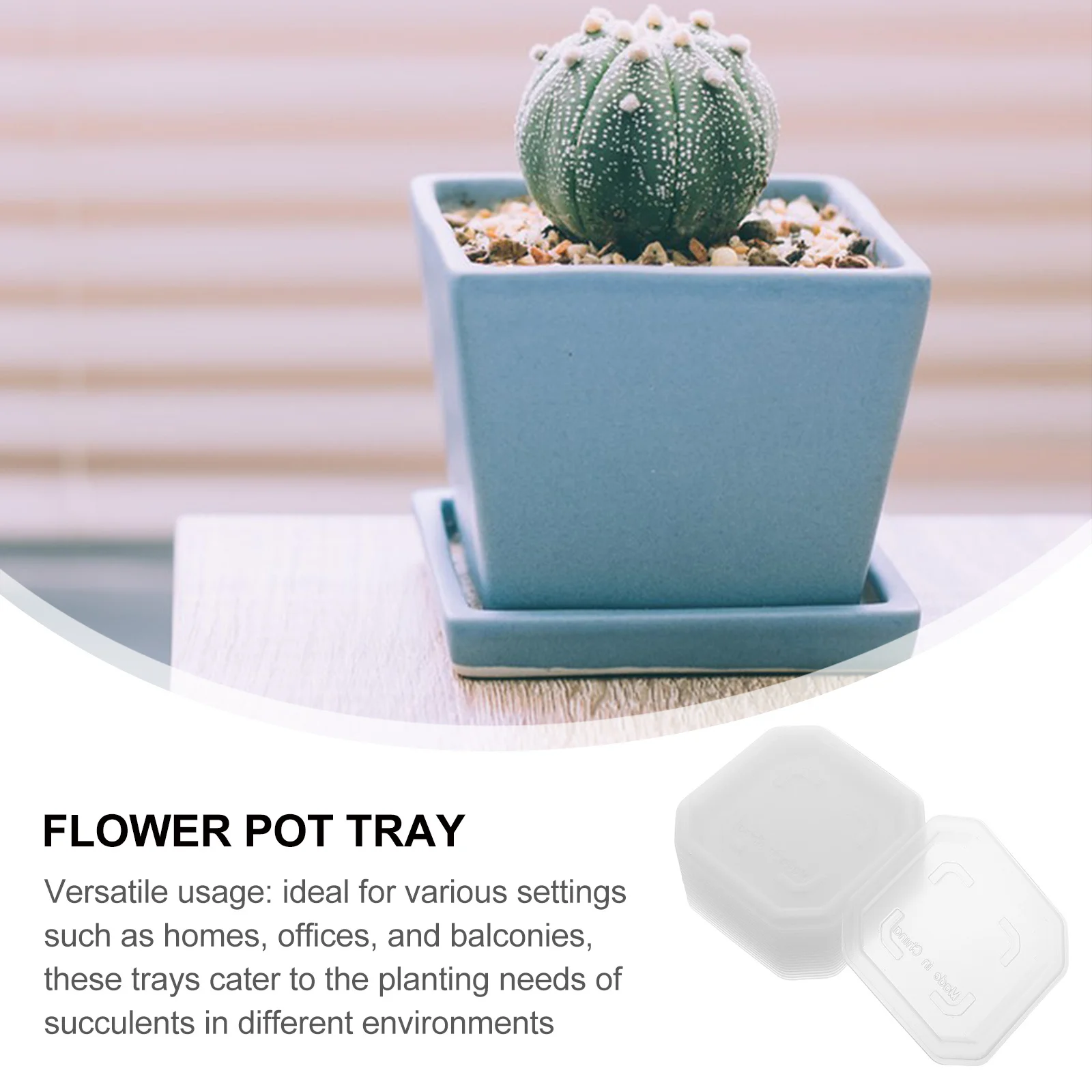 

20Pcs Square Plant Saucer Clear Plastic Thick Flower Pot Tray for Indoor Outdoor Succulent Planter Water Catcher