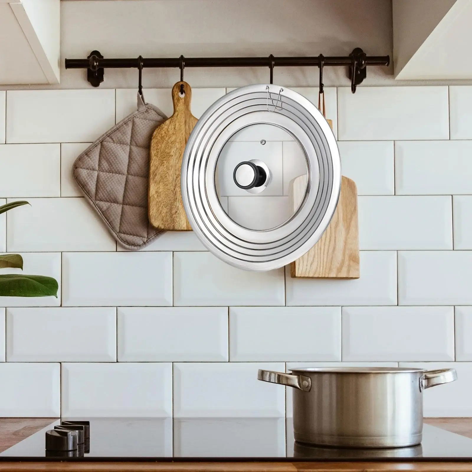 

Stainless Steel Pot Lid Accessories Easy to Clean Lightweight Convenient Versatile Cookware Lid Fry Pan Cover Soup Pot Cover